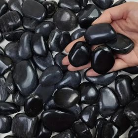 Various sizes of cobblestones, perfect for garden paths, yard decorations, aquarium landscaping and interior landscaping (Model number: Black polish -10 pounds)
