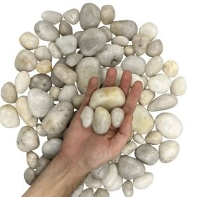 Various sizes of cobblestones, perfect for garden paths, yard decorations, aquarium landscaping and interior landscaping (Model number: White -18 pounds)