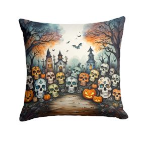 Calaveras Sugar Skulls Spooky Halloween Throw Pillow Machine Washable, Indoor Outdoor Decorative Pillow for Couch, Bed or Patio, 18Hx18W (Default: Default)