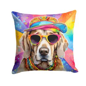 Weimaraner Hippie Dawg Throw Pillow Machine Washable, Indoor Outdoor Decorative Pillow for Couch, Bed or Patio, 18Hx18W (Default: Default)