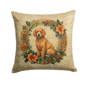 Poodle Christmas Flowers Throw Pillow Machine Washable, Indoor Outdoor Decorative Pillow for Couch, Bed or Patio, 18Hx18W (Default: Default)