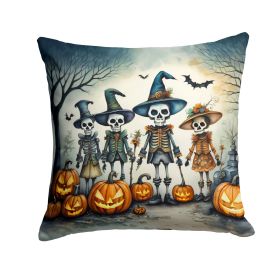 Calacas Skeletons Spooky Halloween Throw Pillow Machine Washable, Indoor Outdoor Decorative Pillow for Couch, Bed or Patio, 18Hx18W (Default: Default)