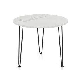 Patio Coffee Table with Metal Tripod Legs (Type: Side Table, Color: White)