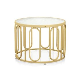 24 Inch Round Coffee Table with Oval Swivel Brackets (Type: Coffee Tables, Color: Gold)