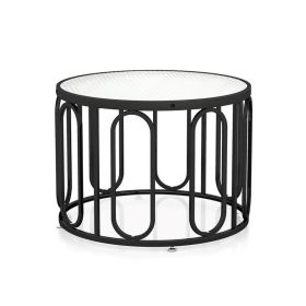 24 Inch Round Coffee Table with Oval Swivel Brackets (Type: Coffee Tables, Color: Black)