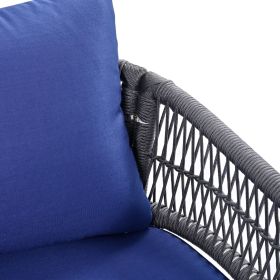 K&K 4-Piece Boho Rope Patio Furniture Set, Outdoor Furniture with Acacia Wood Table (Color: as Pic)